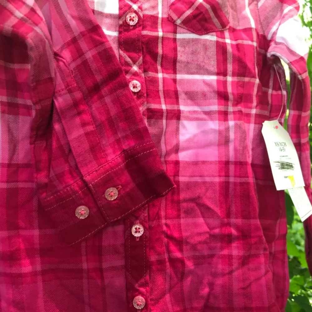 🍓NWT Button Down Western Spring Ombre Plaid Shirt